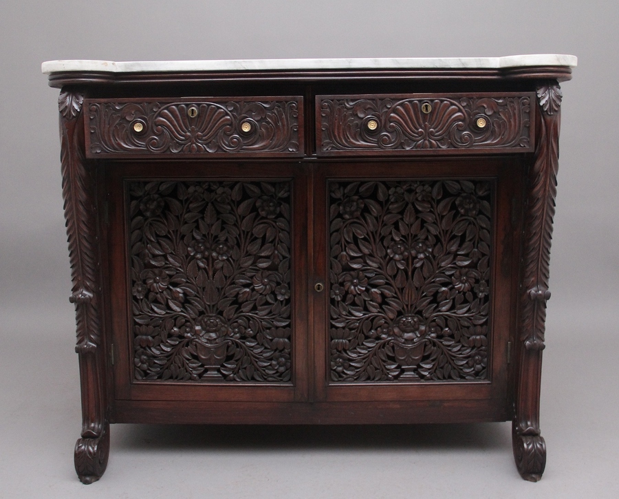 Antique 19th Century carved Anglo Indian cabinet