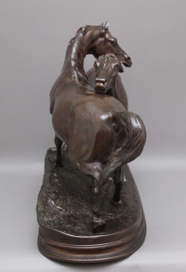 Antique Large 19th Century Bronze sculpture L'accolade by Pierre-Jules Mene 