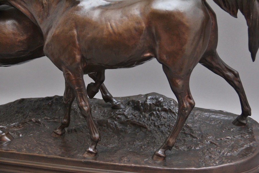 Antique Large 19th Century Bronze sculpture L'accolade by Pierre-Jules Mene 