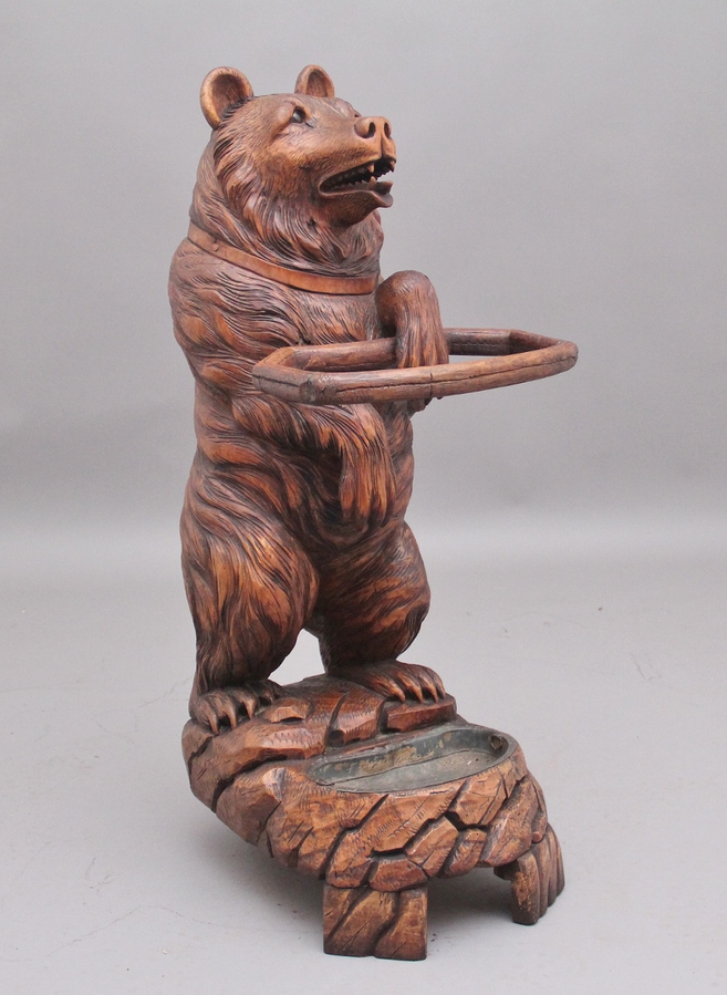 19th Century antique black forest bear stick stand
