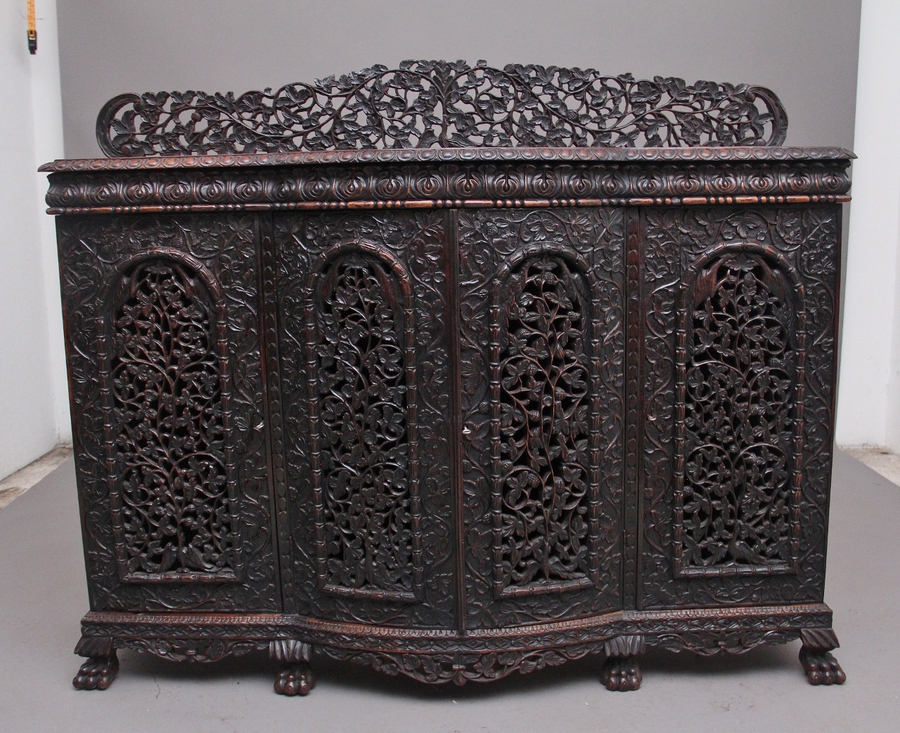 19th Century antique Anglo-Indian carved cabinet