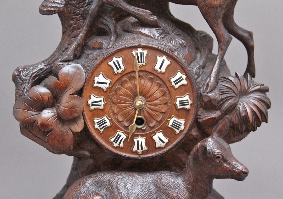 Antique 19th  Century antique black forest mantle clock