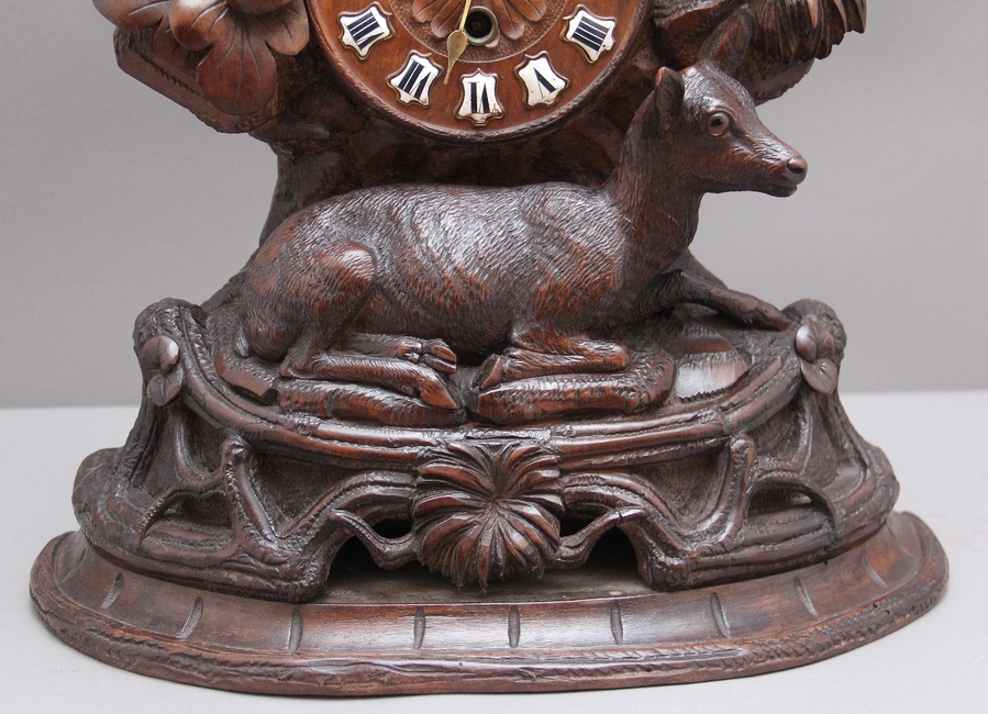 Antique 19th  Century antique black forest mantle clock