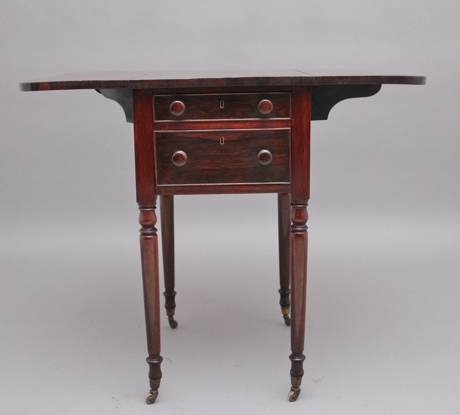 Antique 19th Century antique rosewood drop leaf side table 