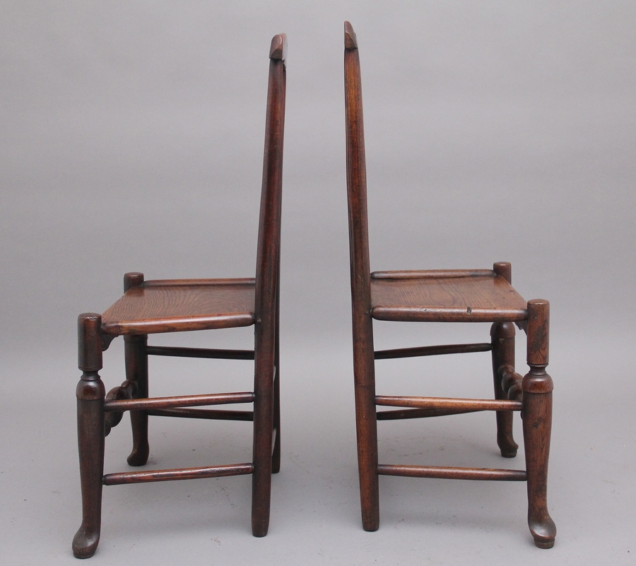 Antique Pair of 18th Century antique elm side chairs