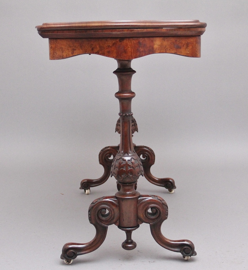 Antique 19th Century antique burr walnut card table