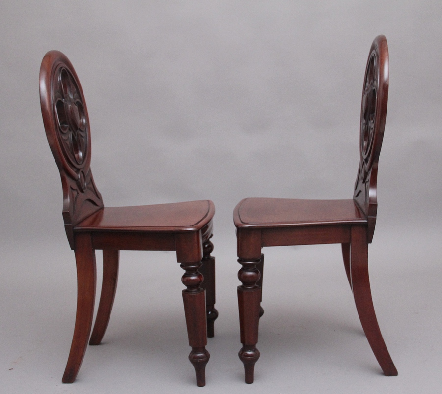 Antique Pair of 19th Century antique mahogany hall chairs