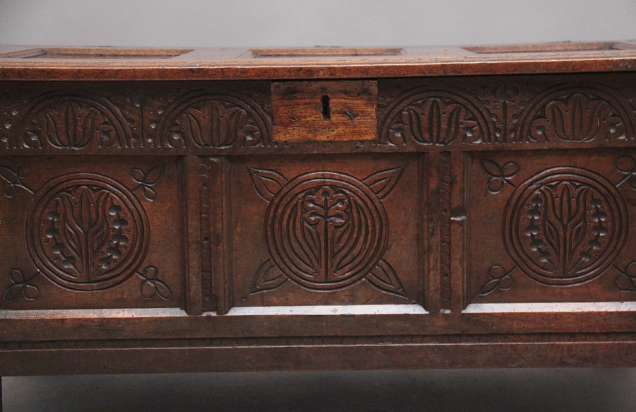 Antique 17th Century antique carved oak coffer