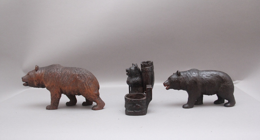 Antique A set of three 19th Century black forest carvings 