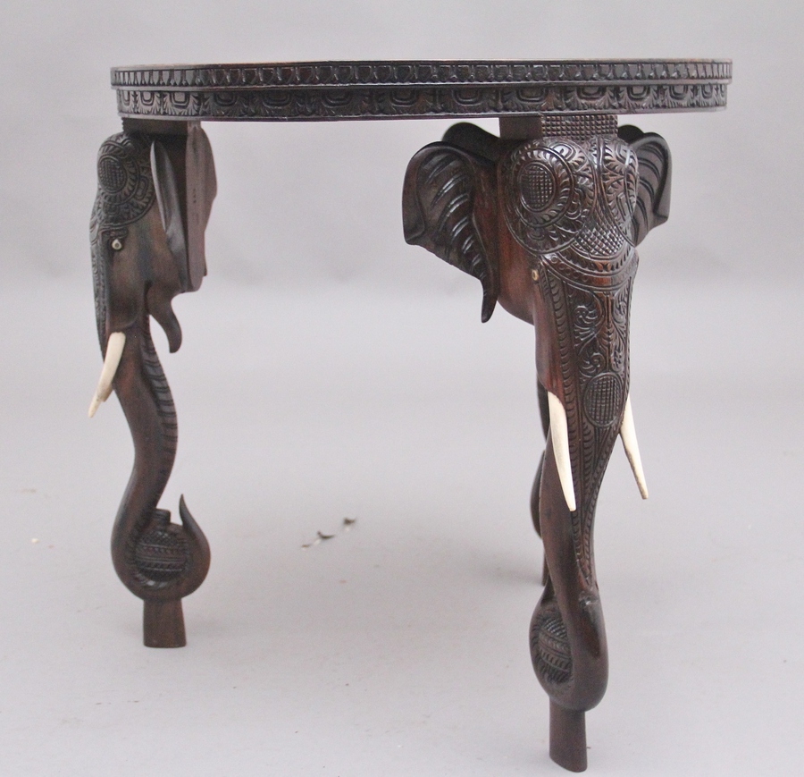 Antique A superb quality 19th Century Anglo-Indian carved elephant occasional table