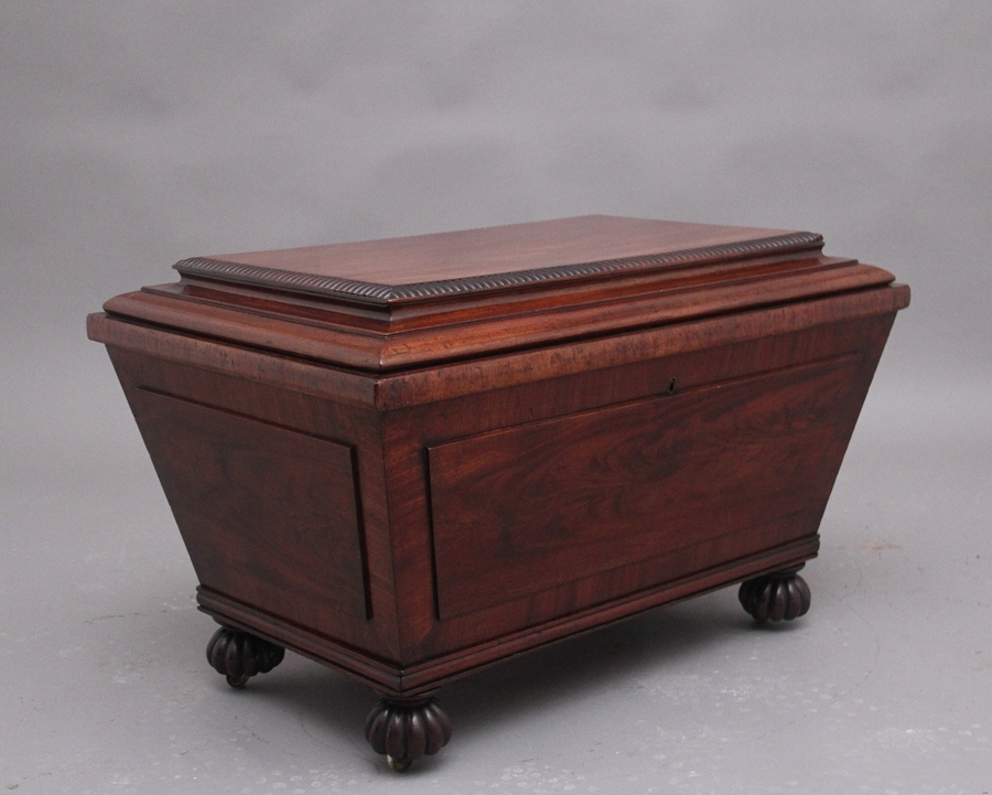 19th Century mahogany cellarette of sarcophagus form