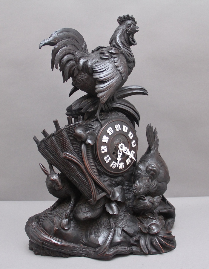 Antique 19th Century black forest mantel clock