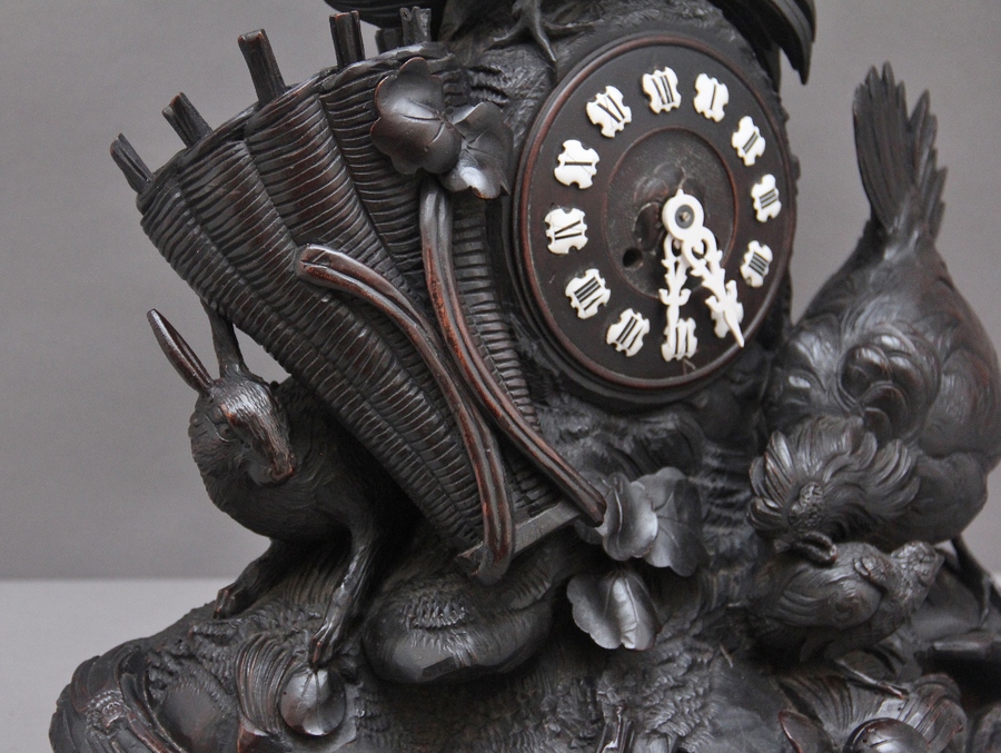 Antique 19th Century black forest mantel clock