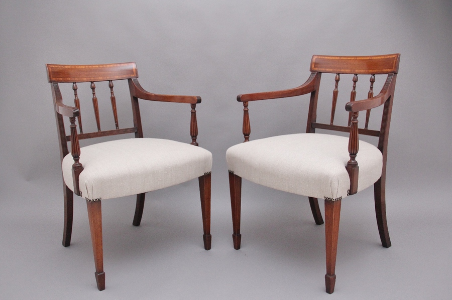 Pr Of Louis Phillipe Mahogany Open Arm Chairs 36 3/4 X 23 Wide X 21 Deep  Auction