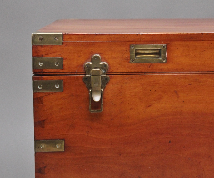 Antique large 19th Century camphor wood military trunk 
