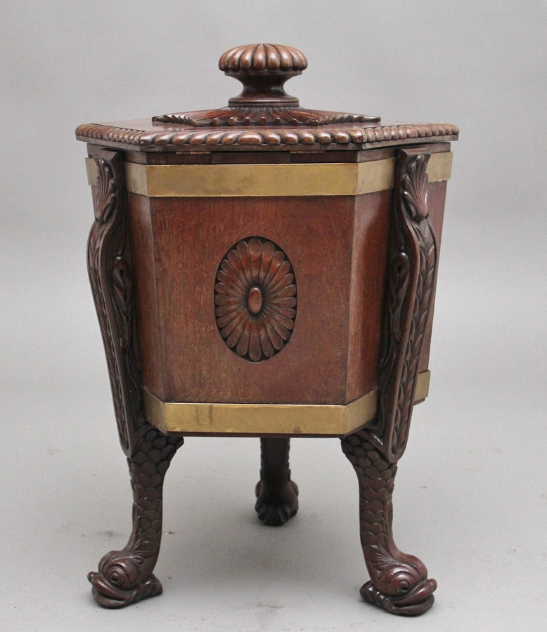 Antique Early 20th Century mahogany wine cooler in the Regency style