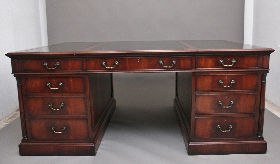 A large and impressive early 20th Century mahogany desk