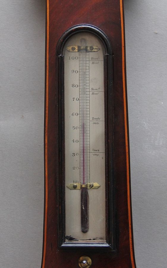 Antique 19th Century mahogany banjo barometer by P Nolfi of Taunton