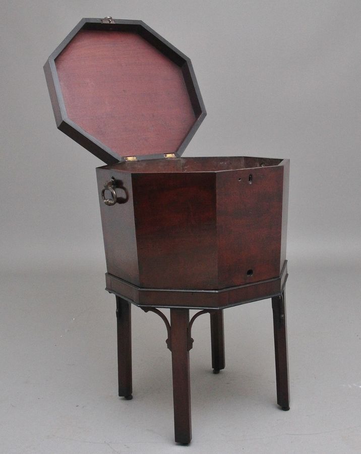 Antique 18th Century mahogany octagon shaped wine cooler