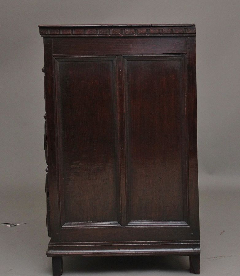 Antique Early 18th Century oak moulded front chest of drawers from the Stuart period
