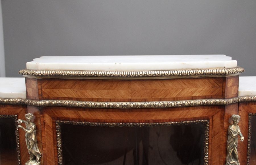 Antique 19th Century Kingwood and marble top credenza