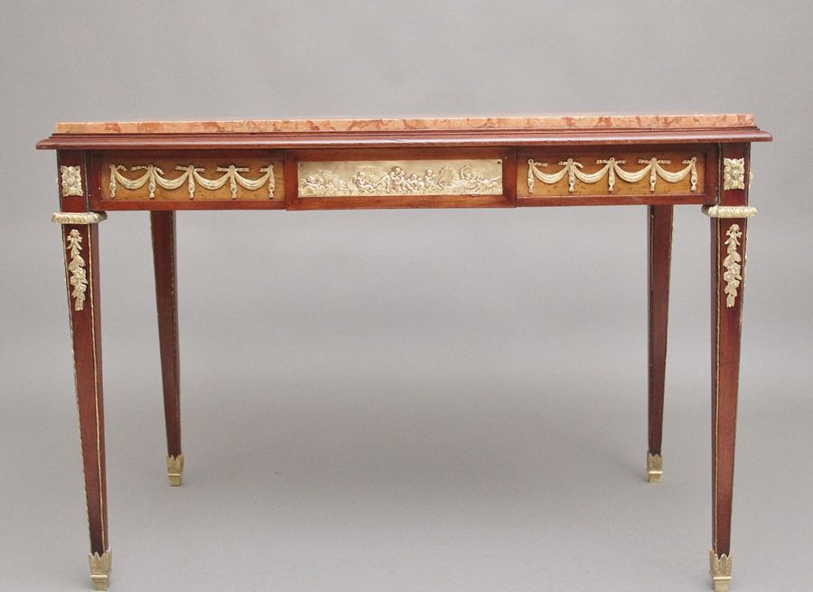 19th Century French mahogany and marble top centre table