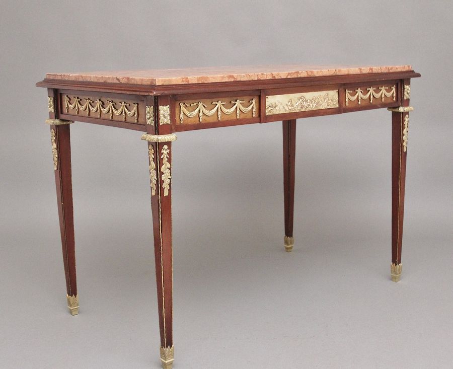 Antique 19th Century French mahogany and marble top centre table