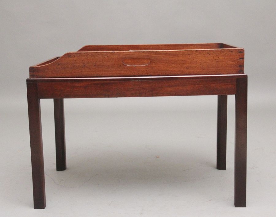 Antique 19th Century mahogany butlers tray on later stand