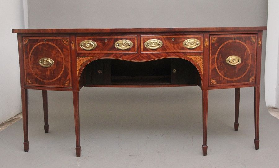 Antique 19th Century inlaid mahogany bowfront sideboard