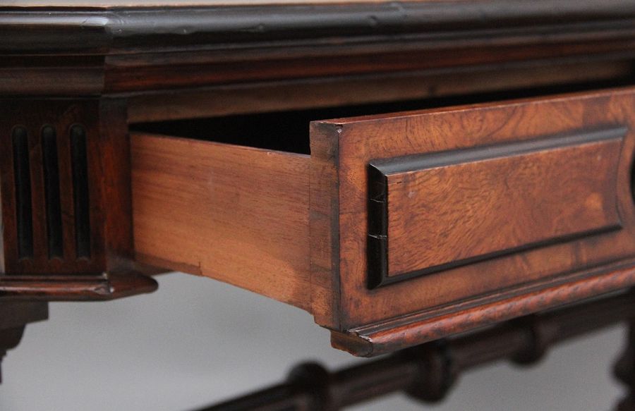 Antique 19th Century pollard oak and ebonised library table