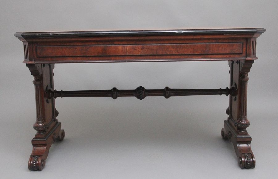 Antique 19th Century pollard oak and ebonised library table