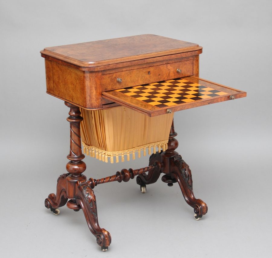 Antique 19th Century burr walnut games table