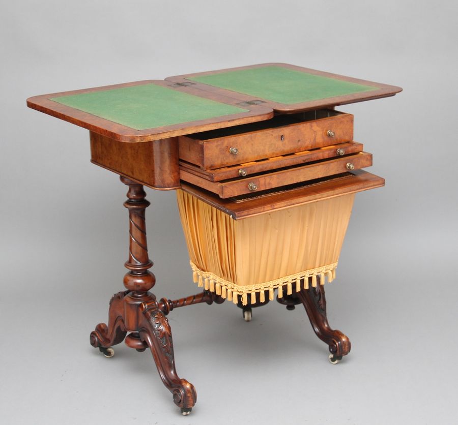 Antique 19th Century burr walnut games table