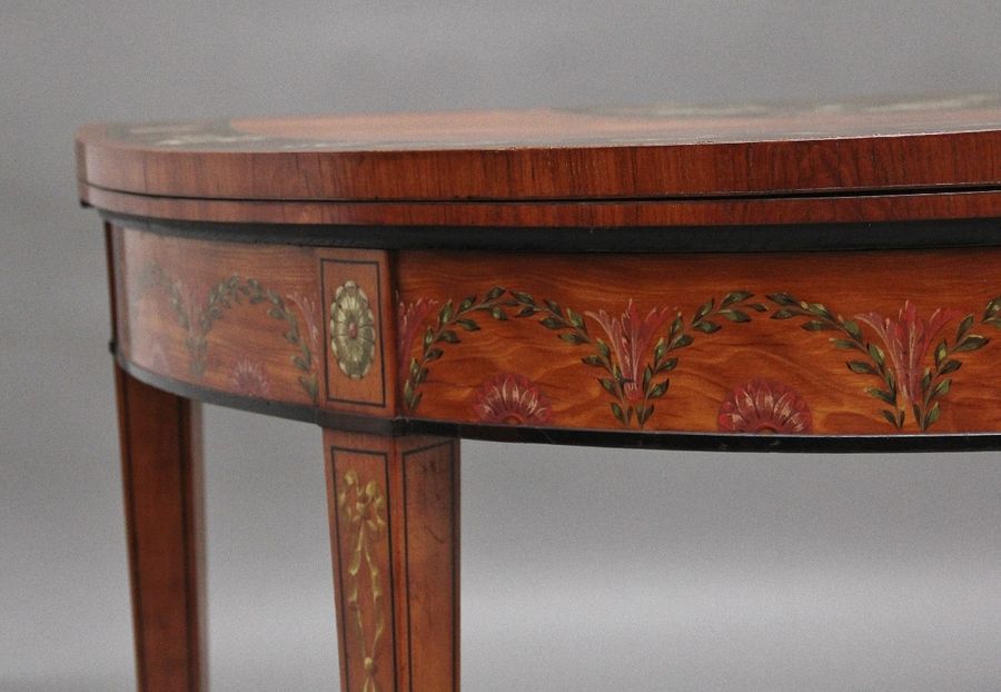 Antique Early 19th Century painted satinwood card table