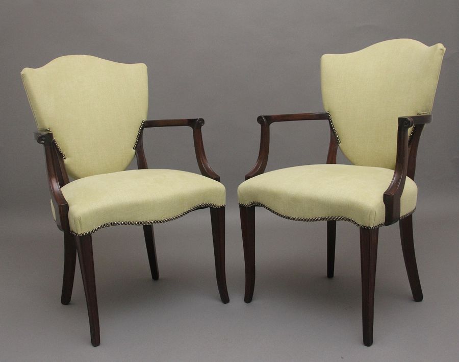 Pair early 20th Century mahogany armchairs