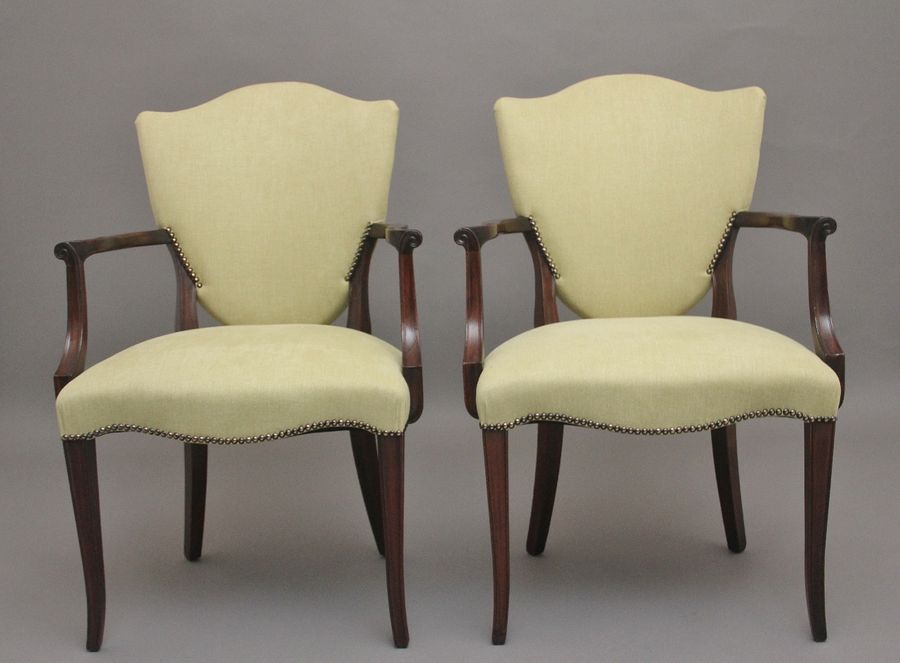 Antique Pair early 20th Century mahogany armchairs