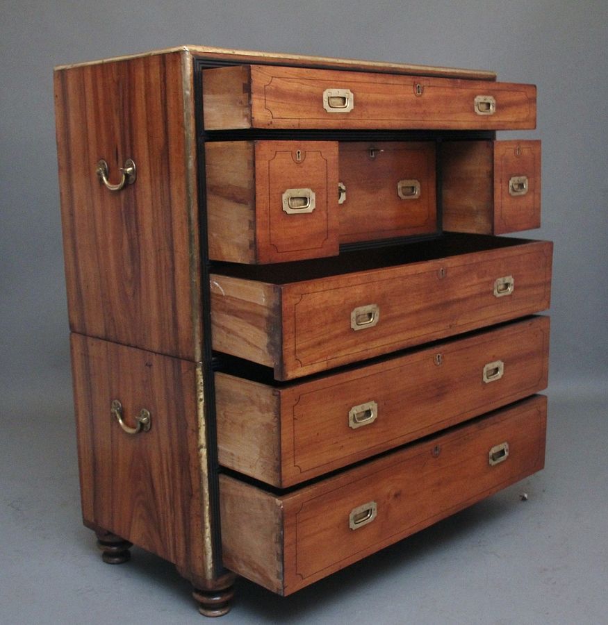 Antique 19th Century camphor wood secretaire military chest