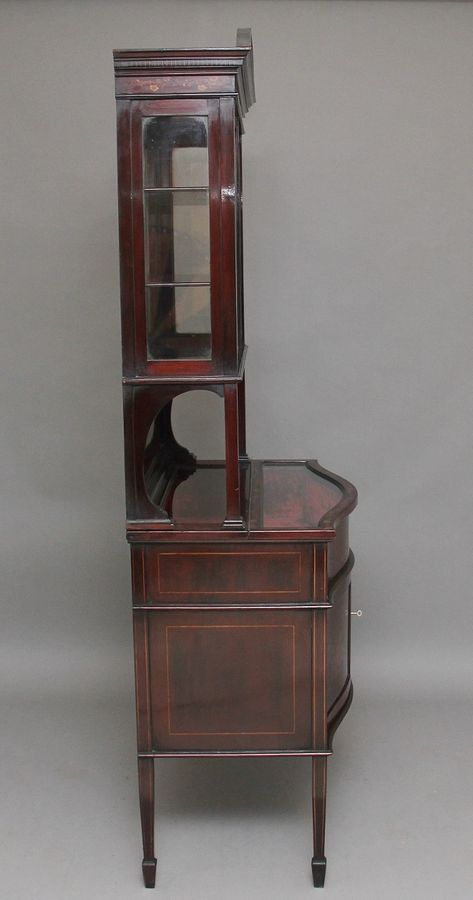 Antique 19th Century mahogany and inlaid display cabinet