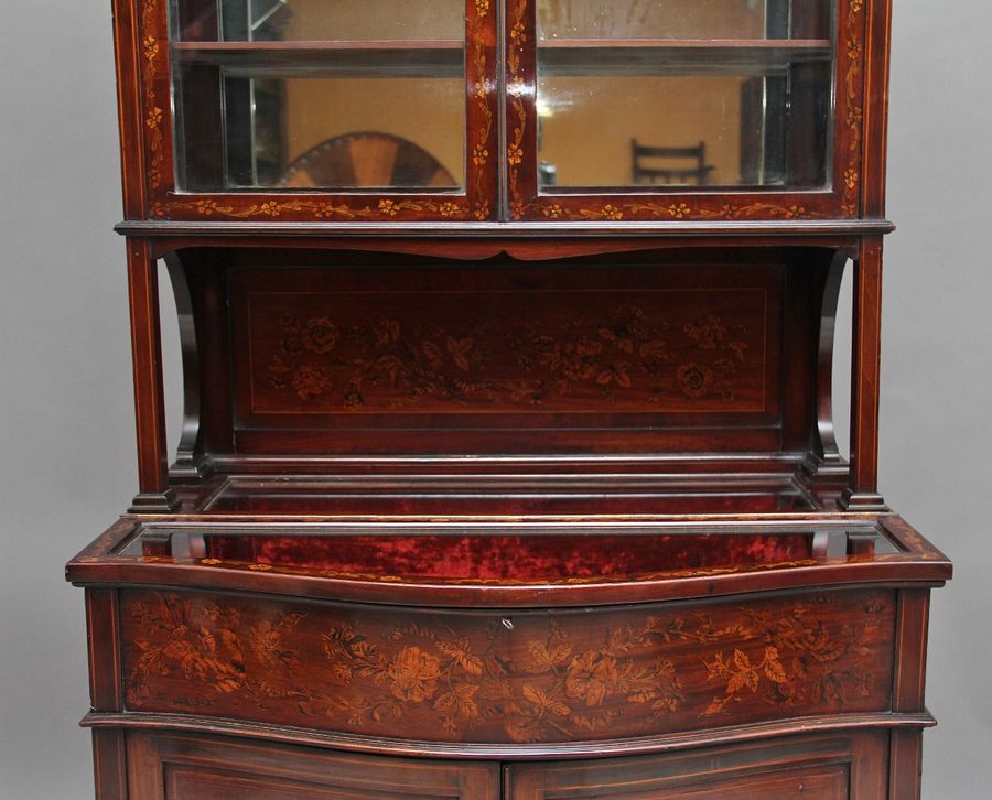 Antique 19th Century mahogany and inlaid display cabinet