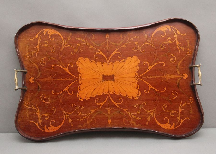 19th Century inlaid mahogany tray