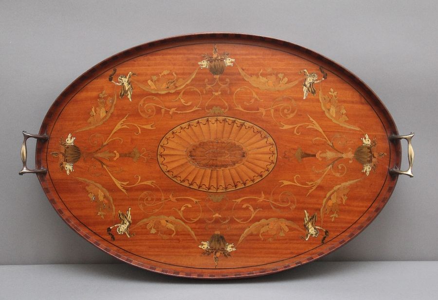 19th Century inlaid satinwood tray