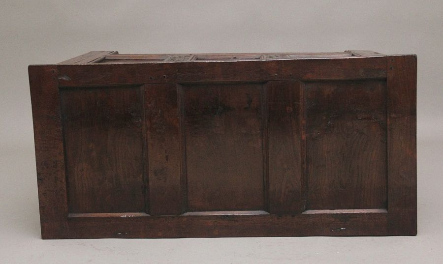 Antique 18th Century carved and inlaid oak coffer