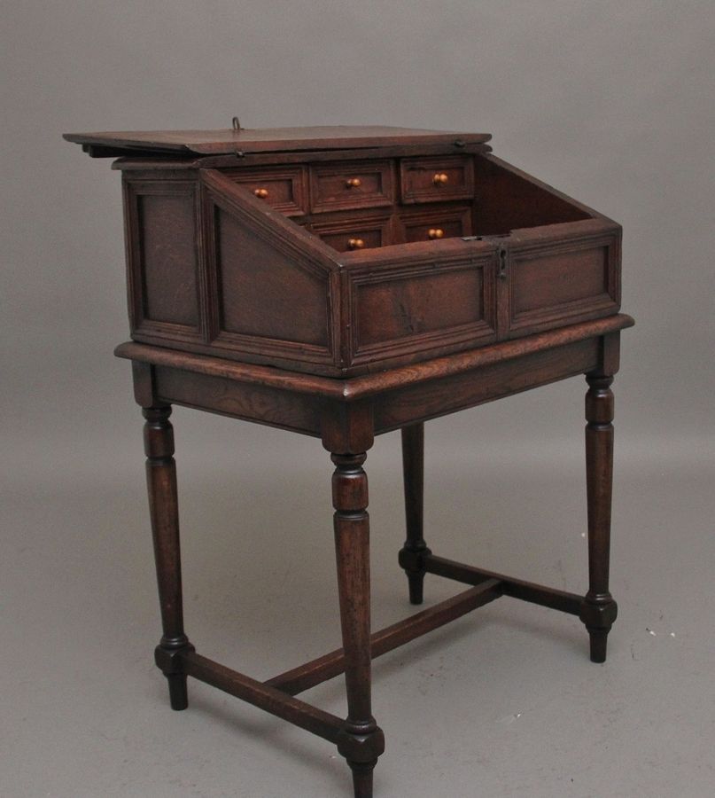 Antique 18th Century oak desk on later stand