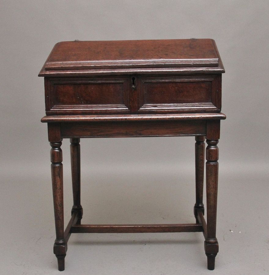 Antique 18th Century oak desk on later stand