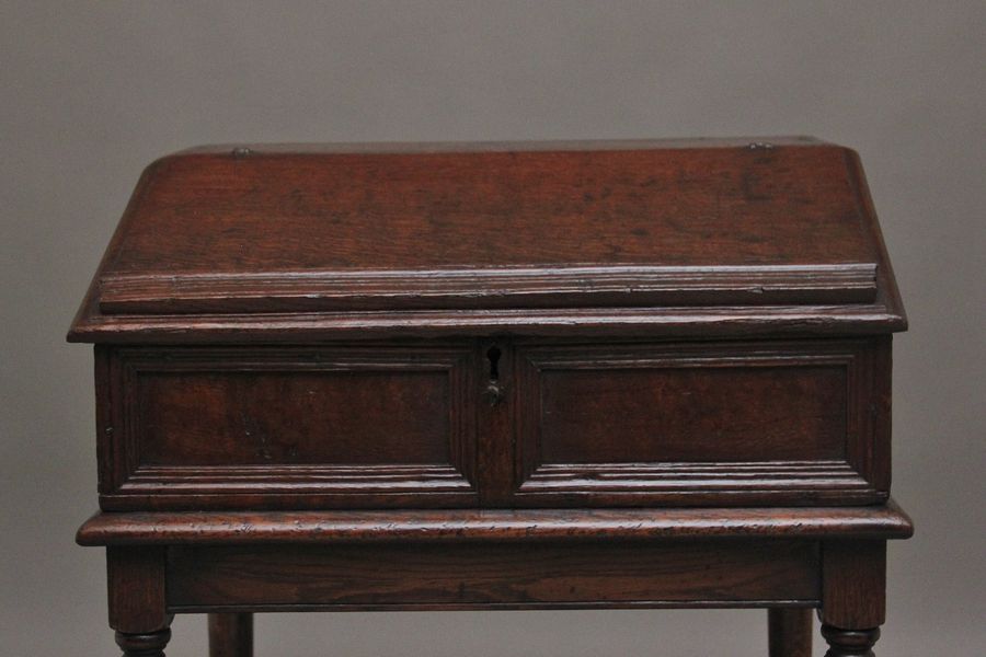 Antique 18th Century oak desk on later stand