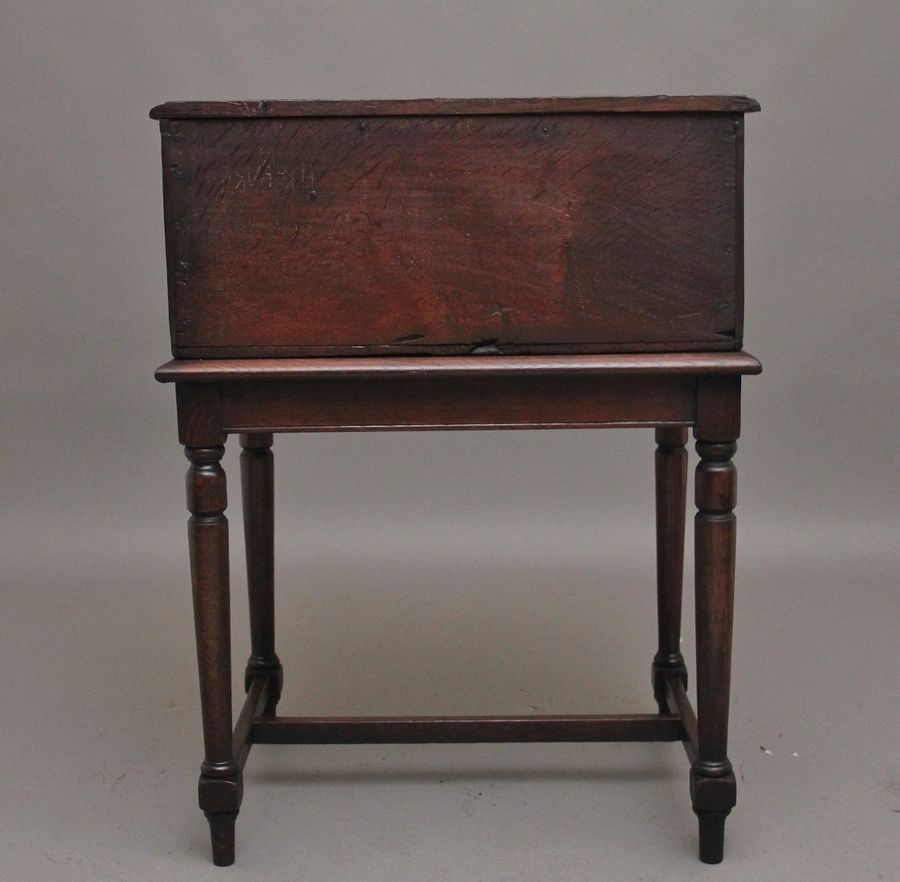 Antique 18th Century oak desk on later stand