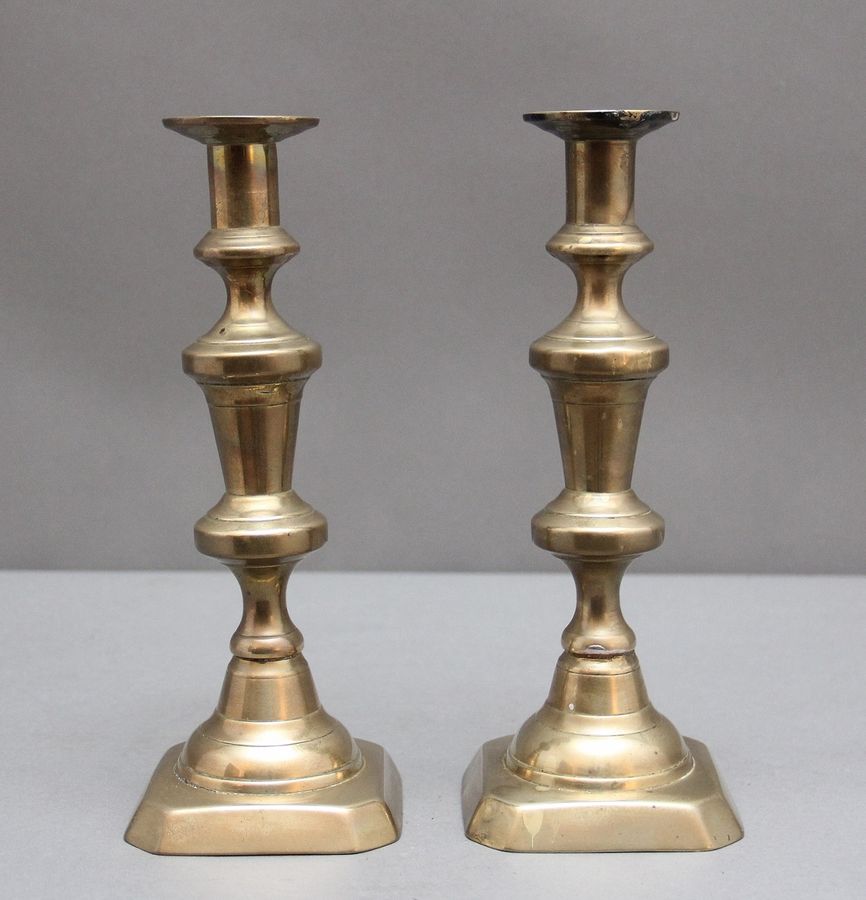 Antique Pair 19th Century brass candlesticks