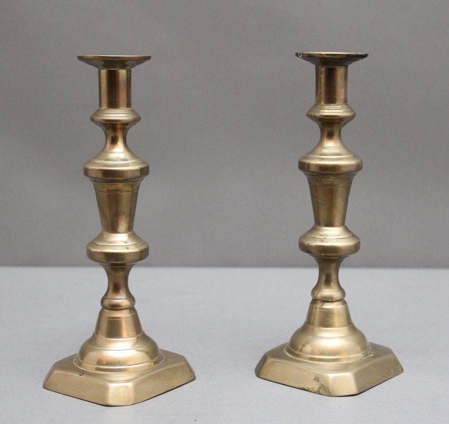 Antique Pair 19th Century brass candlesticks