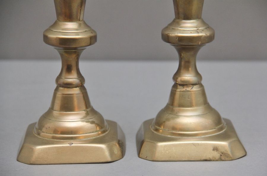 Antique Pair 19th Century brass candlesticks