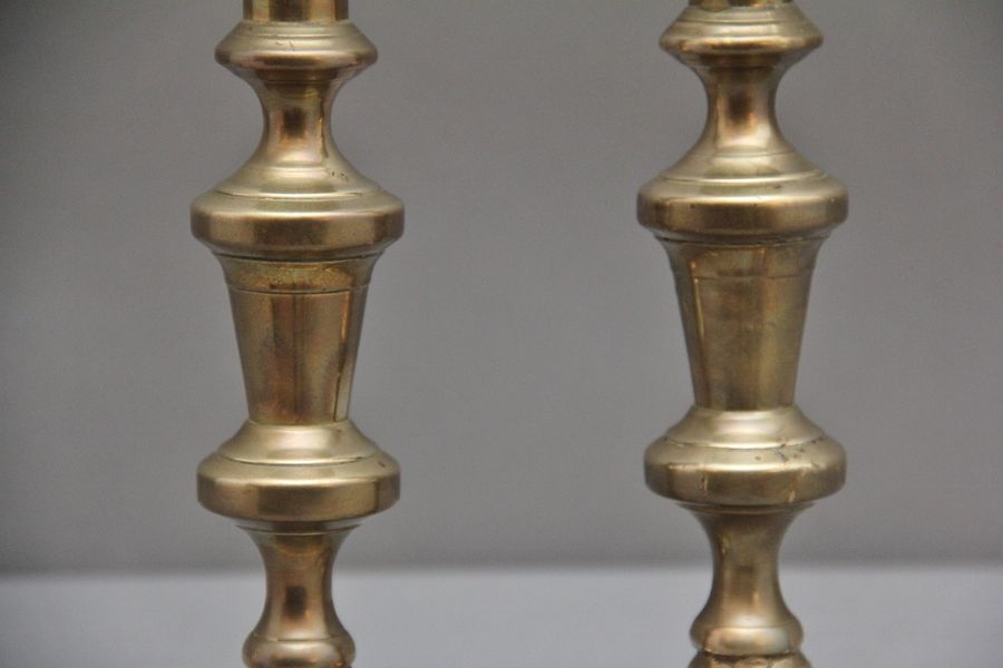 Antique Pair 19th Century brass candlesticks